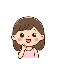 Obraz premium A cheerful cartoon girl with brown hair