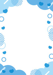 ハートのポップなフレームイラスト（ブルー）