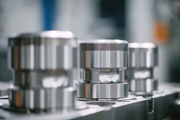 Close up view of precision engine components in modern manufacturing environment