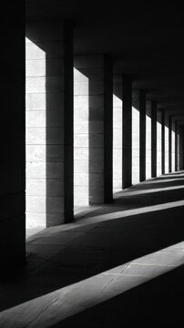 Architectural shadows in black and white featuring columns and lines