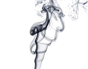 A mesmerizing display of swirling smoke tendrils on a white canvas