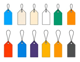 A set of colorful blank price tags
