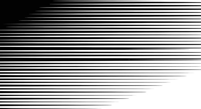 Abstract Dynamic Black and White Horizontal Speed Lines Halftone Pattern Background