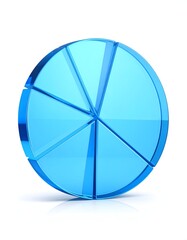 Obraz premium Blue Circular Prism with Radial Segments on White Background.