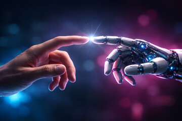 Human and Robot Touching Fingers Concept