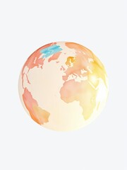 A delicate, hand-drawn globe rendered in pastel watercolors, viewed from above, evoking a sense of wonder and gentle exploration,  handmade,  creative