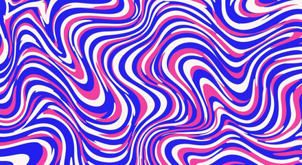 Abstract Swirling Lines Pattern in Blue, Pink, and Cream - Dynamic Psychedelic Design