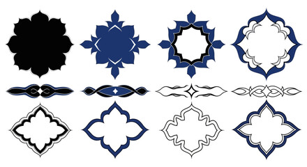 Decorative Islamic Frames, Borders, and Ornaments Vector Set © Gina
