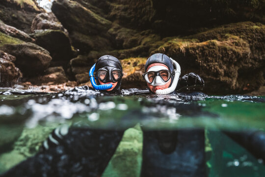 portrait of two divers