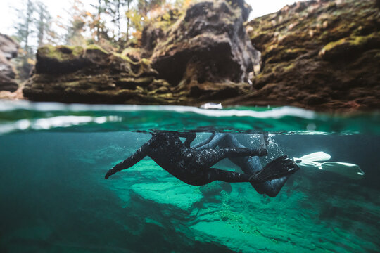 snorkeling in clear river