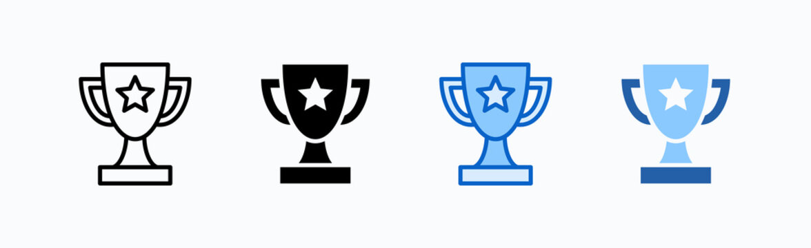 Trophy Icon Sheet Multiple Style Collection Isolated Vector