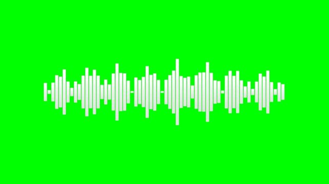 Visual representation of sound waves on a vibrant green background, showcasing amplitude variations