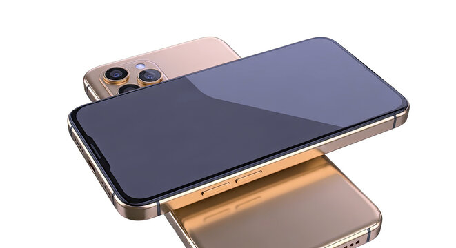 Gold iPhones with multiple camera lenses