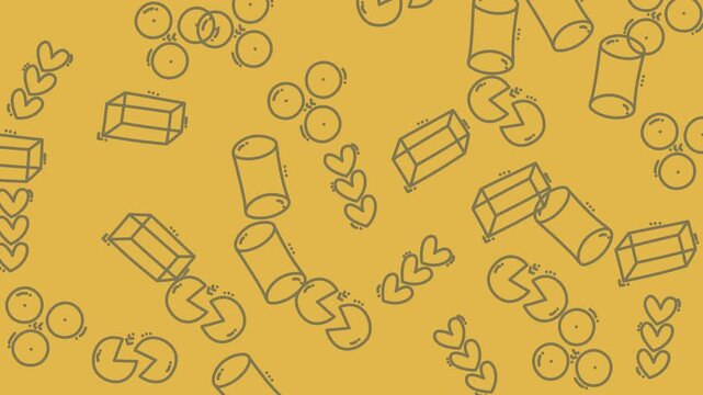 Yellow Pattern Shows Coins and Pills.