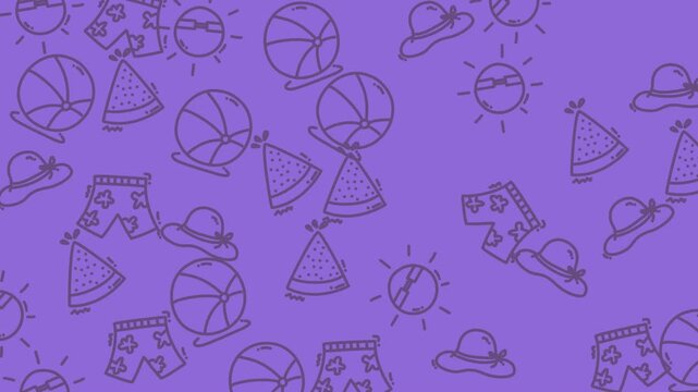 Playful sports doodles on purple background video.