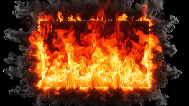 Fire Frame Abstract Dark Frame Effect Dripping Smoke Contained Fire Overlay