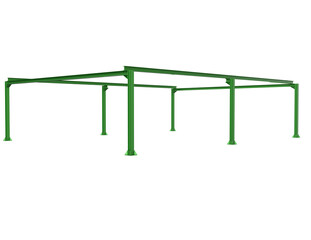 Vibrant Green Structural Steel I-Beam Framework for Industrial Construction and Engineering Design Projects - Robust Metal Support System with Transparent Background PNG for Building Materials and