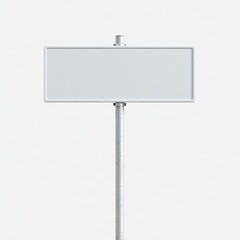 Obraz premium A blank white rectangular sign on a metal pole against a plain white background