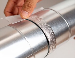 銀色ダクトテープ補修作業