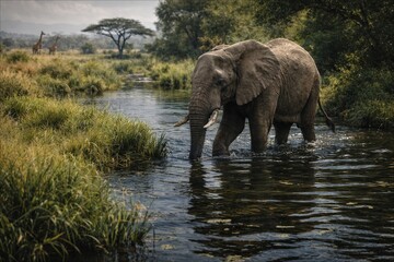 elephant in the water