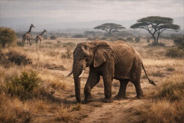 Obraz premium elephants in the savannah