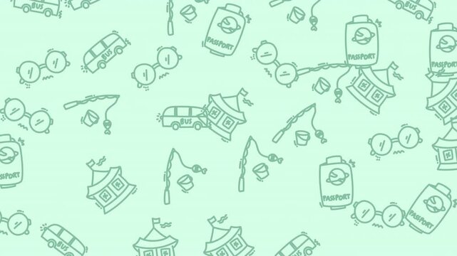 Animated money doodle pattern in motion.