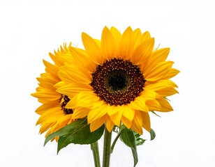 Naklejka premium A vibrant pair of sunflowers with bright yellow petals