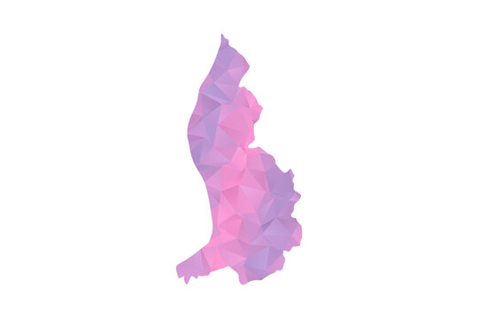 Liechtenstein Map - Polygon Style Vector Illustration in Pink and Purple Gradient, Low Poly Geometric Design, Isolated on White Background for Infographics and Education.