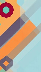 Abstract geometric patterns in bright, flat colors, vector illustration style, abstract, flat