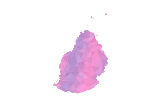 Mauritius Map - Polygon Style Vector Illustration in Pink and Purple Gradient, Low Poly Geometric Design, Isolated on White Background for Infographics and Education.