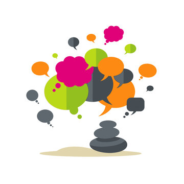 Colorful Speech Bubbles and Stones.