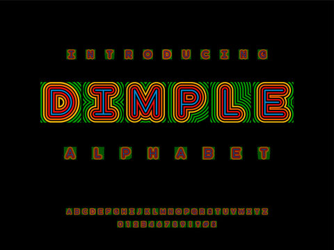 Modern abstract alphabet design with uppercase, numbers and symbol