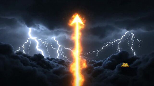 Fiery Arrow and Lightning Sky Symbolizing Ram Navami Celebration
