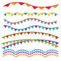 Continuous rows of festive pennants