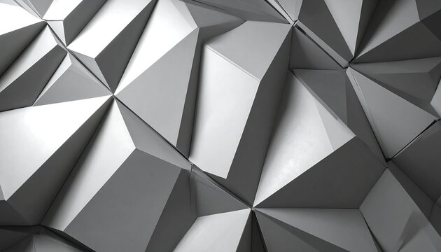 Abstract geometric pattern with triangular and diamond shapes in shades of gray, creating depth and visual texture
