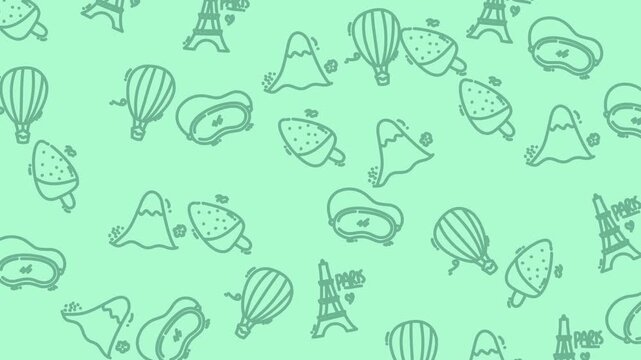 Travel Doodle Pattern Animation Video Showcasing Icons.