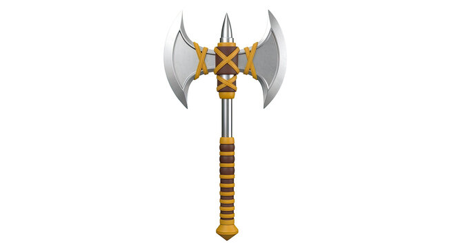 Double-headed Battle Axe with Brown and Yellow Wrap
