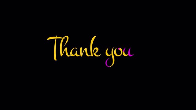  elegant animated clip reveals the phrase thank you calligraphy colorful 4k video