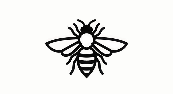 Simple Black and White Bee Illustration 2.