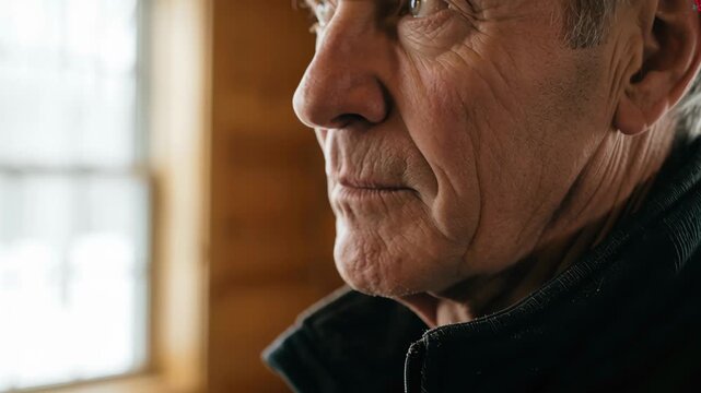 Senior man portrait closeup face serious emotional intelligence leader business meeting