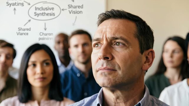 Emotional intelligence leader business meeting teamwork focus concept diverse team
