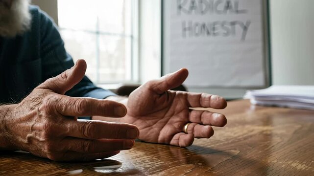 Emotional intelligence leader business meeting hand gesture honesty coaching focus