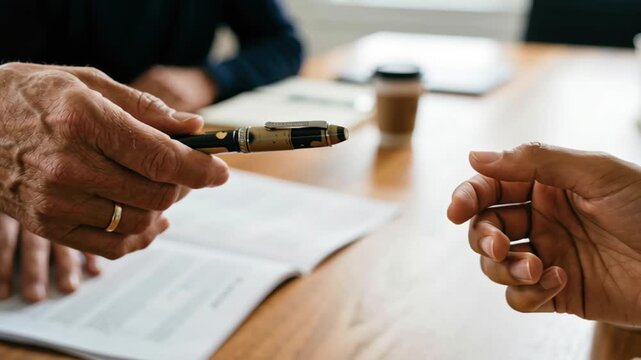 Emotional intelligence leader business meeting teamwork gesture office hand handshake trustful focus