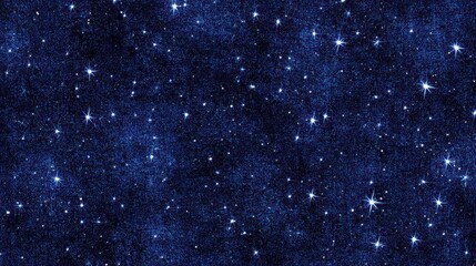 Naklejka premium Glittering Midnight Blue Abstract Galaxy Background with Scattered White Stars and Sparkles for Cosmic and Festive Designs