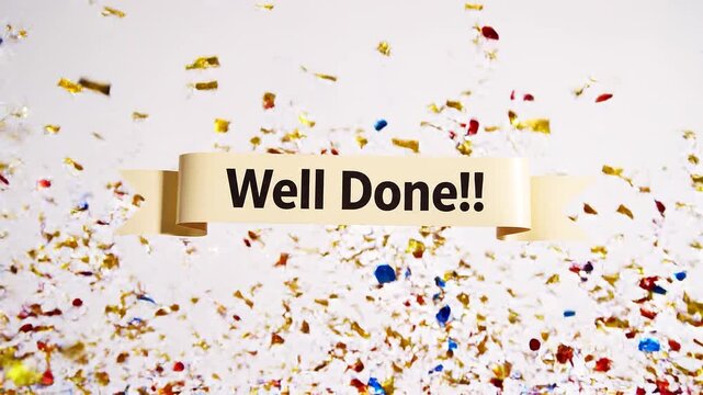 Party Popper Explosion Revealing Well Done Banner &ndash; Celebration Animation