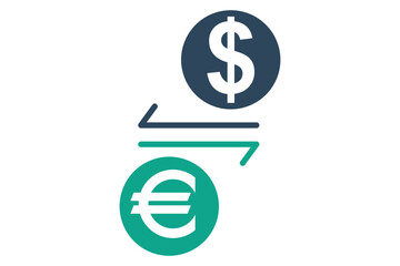 Obraz premium Exchange solid icon. Icon related to currency. bank elements vector illustration. Transparent background