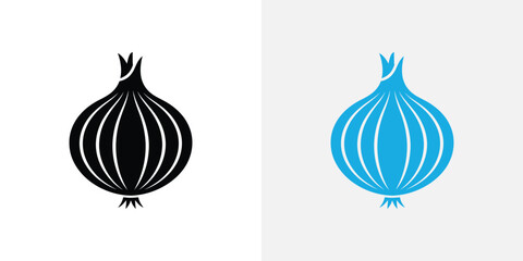 Black and blue onion vegetable symbol