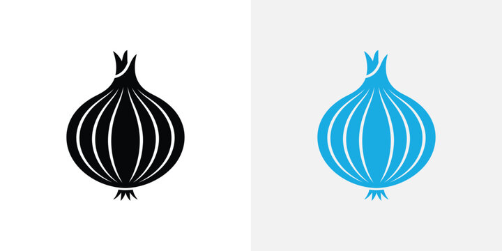 Black and blue onion vegetable symbol