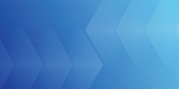 Abstract blue background with modern geometric chevron patterns made of thin white lines.