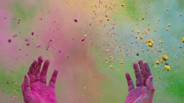 Dynamic Powder Explosion Reveals Silhouette on Green Screen